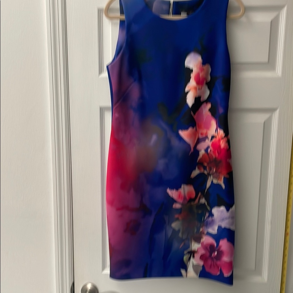 Vibrant Floral Sleeveless Dress ~ perfect for wedding guest